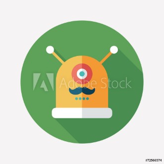 Picture of Robot flat round icon with long shadows Set 7